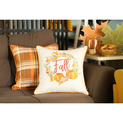 Fall Pumpkin Multicolor Set of 4 Throw Pillow Covers