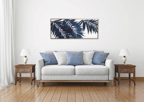 Blue Palms 19x45 Framed Canvas Wall Art